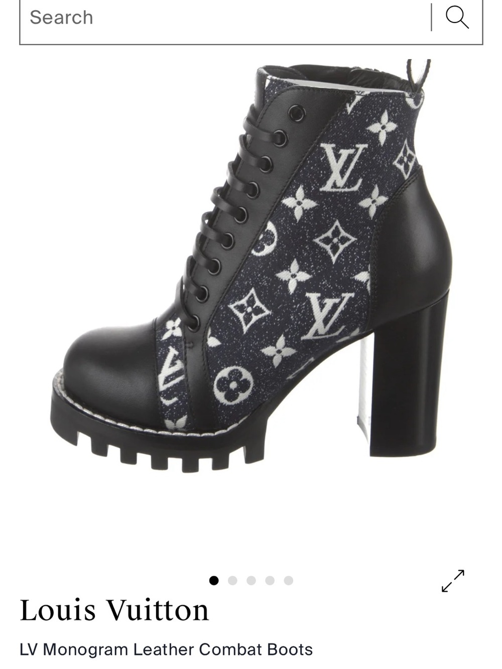 Louis Vuitton Black & White Monogram Combat Heel Boots